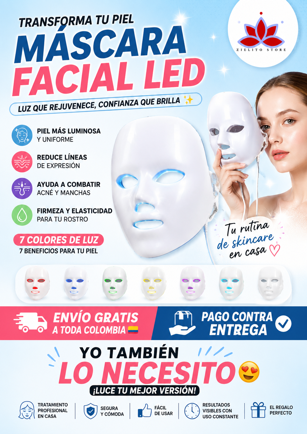✨ Máscara Facial LED ✨