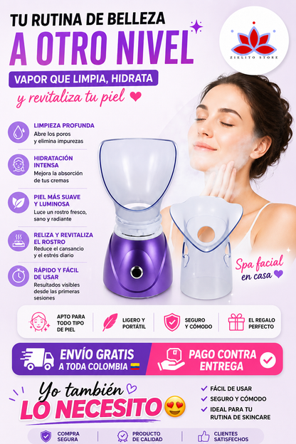✨ Sauna Facial Portátil Vaporizador de Poros ✨
