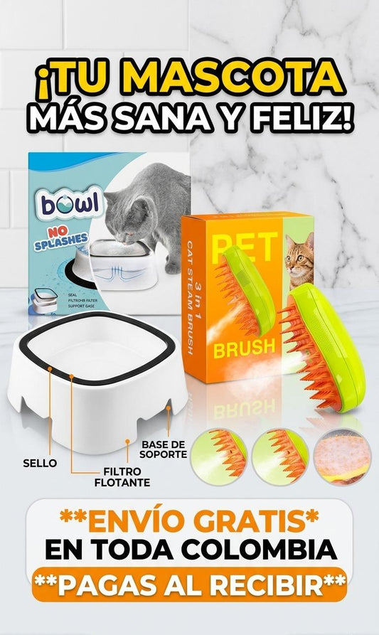 Cepillo Vaporizador + Bebedero para Mascotas